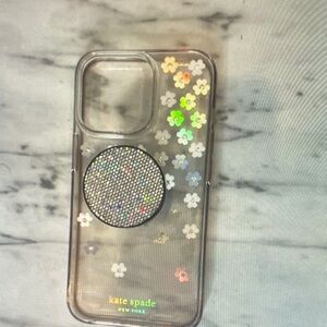 kate spade Clear Floral Phone Case with Black Stand iPhone 13 Pro